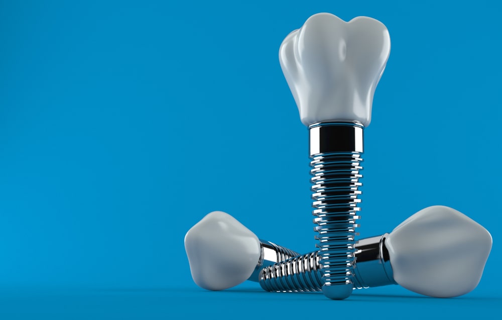 Patient with a temporary crown placed on a same-day dental implant