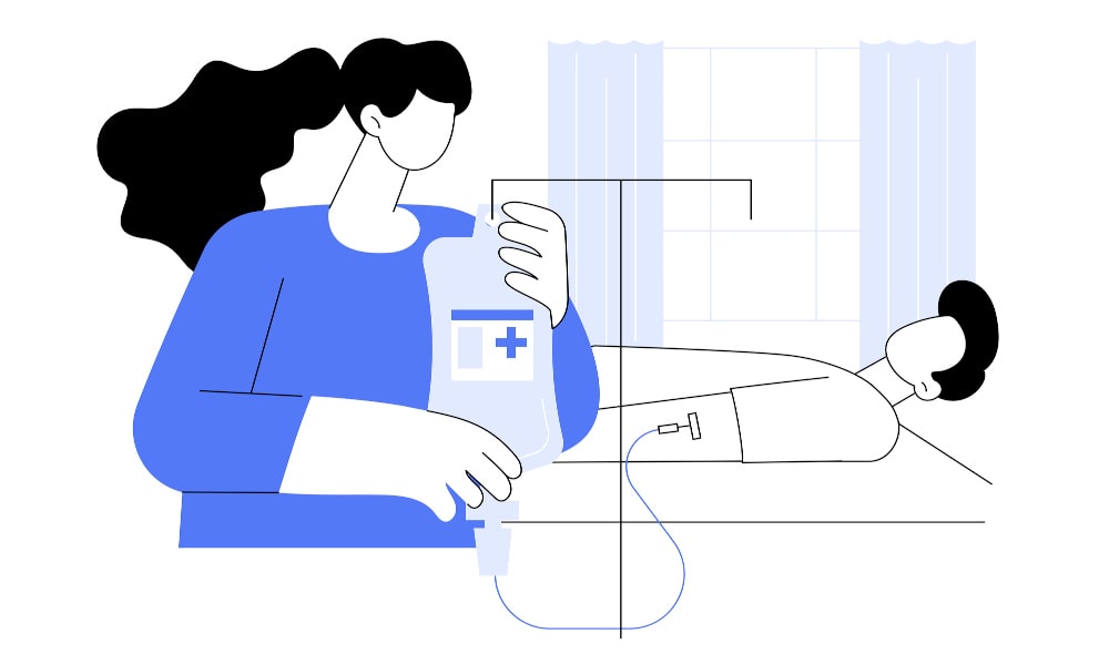 Illustrated concept of IV sedation used in dental procedures